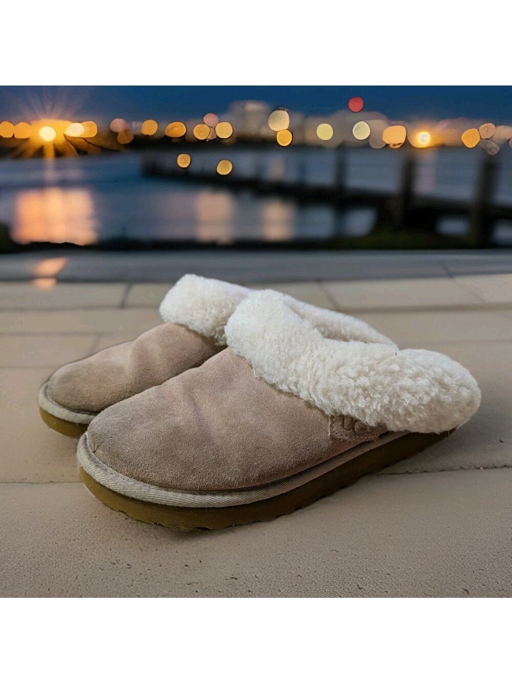 Ugg Australia Women's Cluggette Slipper Suede With Sheepskin Collar US Size 7